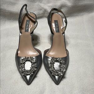 Women's Silver Embellished Heels